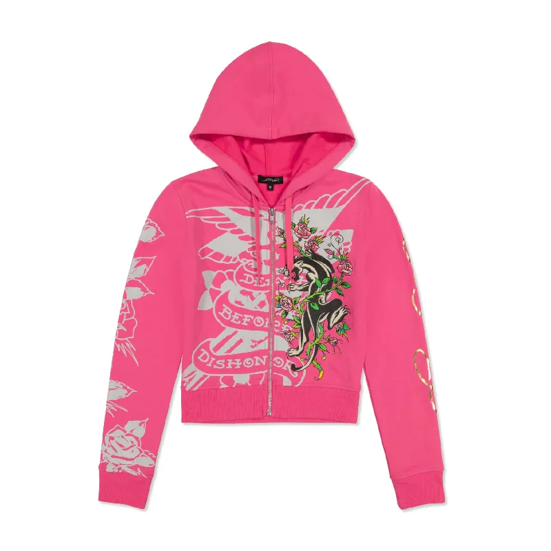 Elegant Women's Attire Tiger Crown Zip Fleece Hoodie