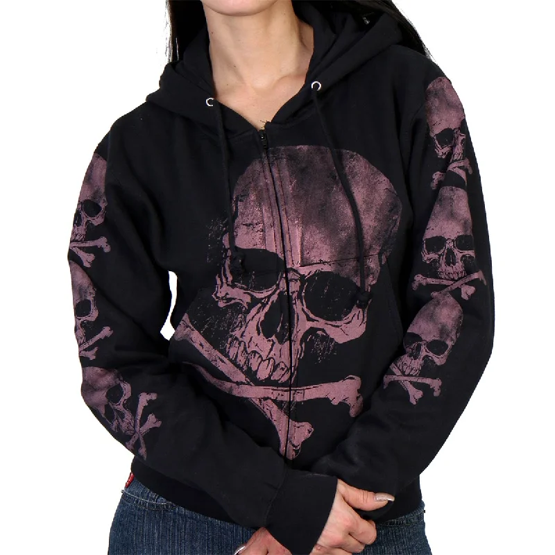 Modern Women's Apparel Hot Leathers GLZ4324 Ladies ‘Skull and Crossbones' Jumbo Print Ladies Hooded Sweatshirt