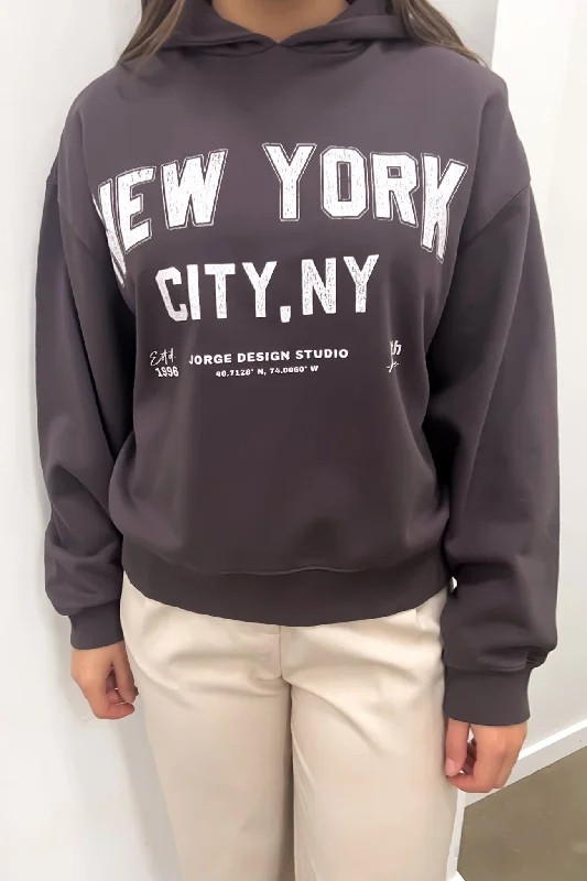 Women's Resort Attire New York Hoodie Washed Black