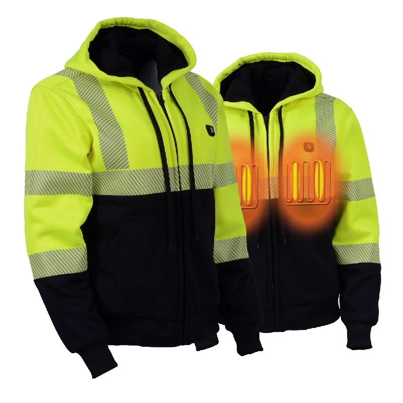 Women's Professional Apparel Nexgen Heat MPL2773SET Women's Heated Hoodie High-Viz Reflective - Zipper Front Sweatshirt Jacket w/ Battery Pack