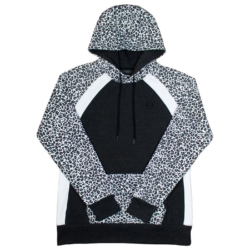 Affordable Women's Clothing "Savannah" Black w/ White Cheetah Print Hoody