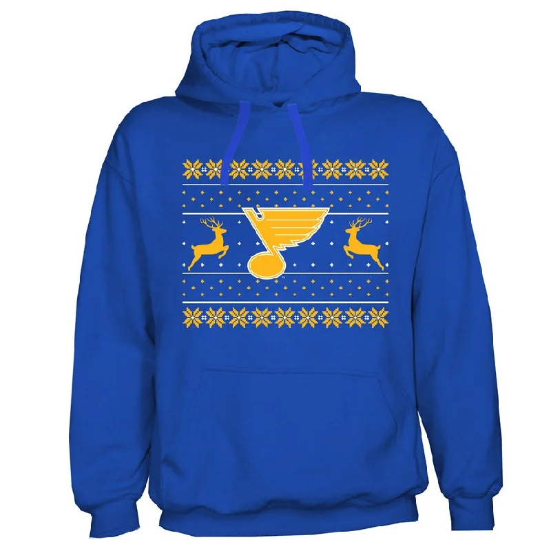 Comfortable Outfit For Women ST. LOUIS BLUES UGLY SWEATER HOODIE - BLUE