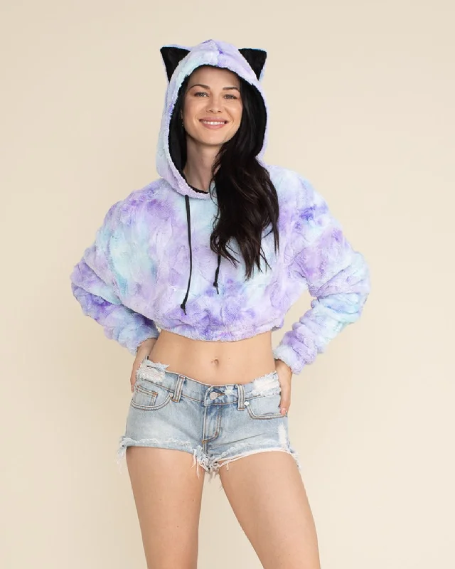 Women's Athletic Apparel Mer-Kitty Classic Ultra Soft Faux Fur Crop Hoodie | Women's