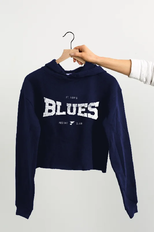 Women's Professional Outfit ST. LOUIS BLUES LINE CHANGE HOCKEY CROP HOODIE - NAVY