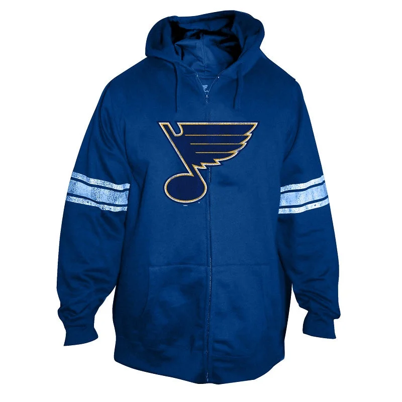 Women's Vacation Outfit ST. LOUIS BLUES LADIES STRIPED FULL-ZIP HOODIE - ROYAL