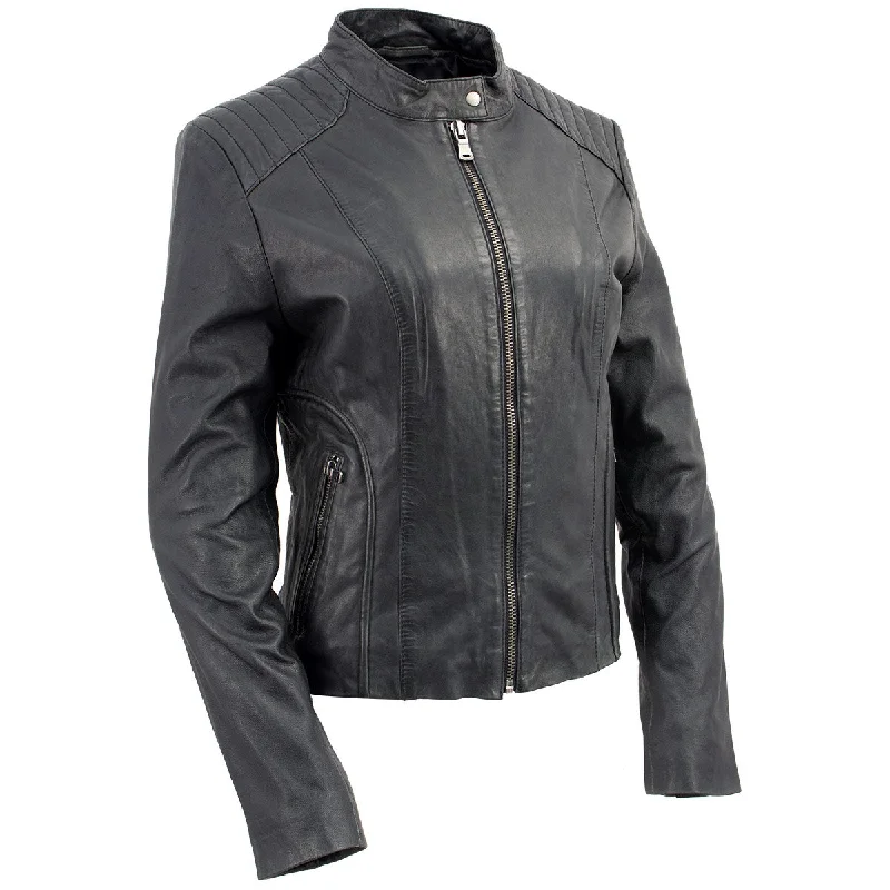 Women's Plus-Size Casual Outfit Milwaukee Leather Vintage SFL2814 Women's Black Leather Motorcycle Style Fashion Jacket