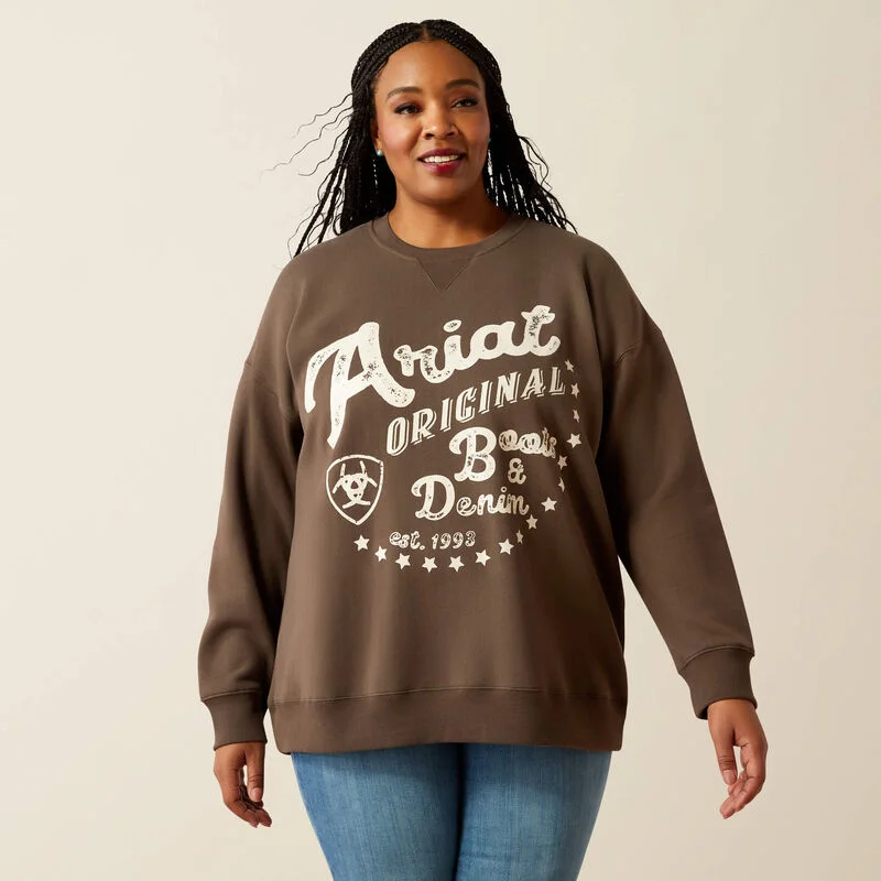 Women's Effortless Casual Outfit Women's Oversized Crew Sweatshirt - Banyan Bark