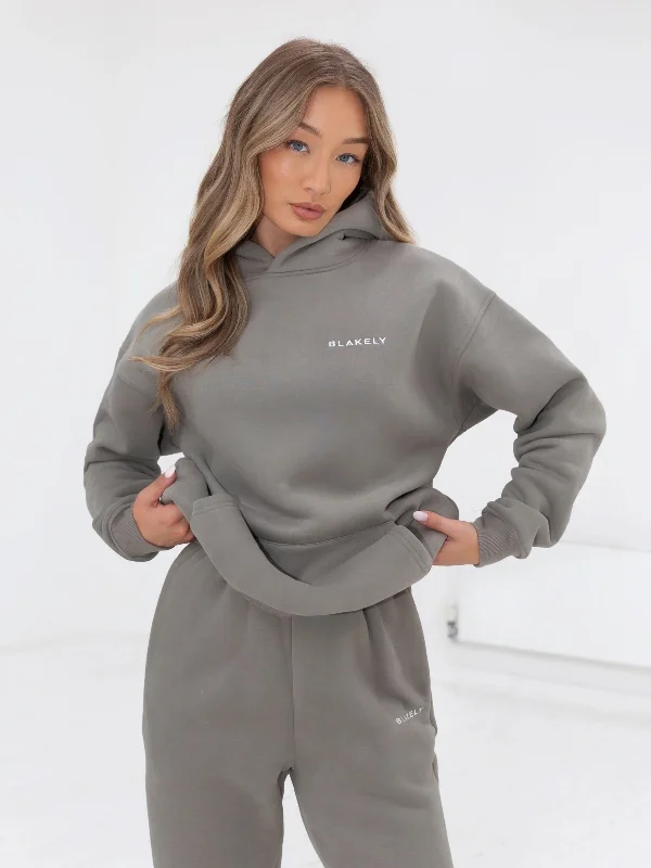 Charming Women's Outfit For Special Occasions Series Oversized Hoodie - Stone Grey