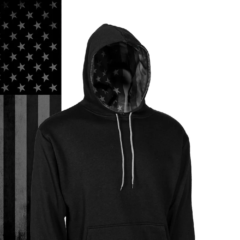 Formal Attire For Women Classic Lined Hoodie | Blackout American Flag